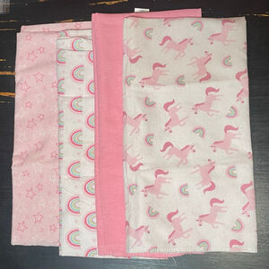 Girls Loveable friends One Size Pink Unicorn Rainbow Star receiving Blanket